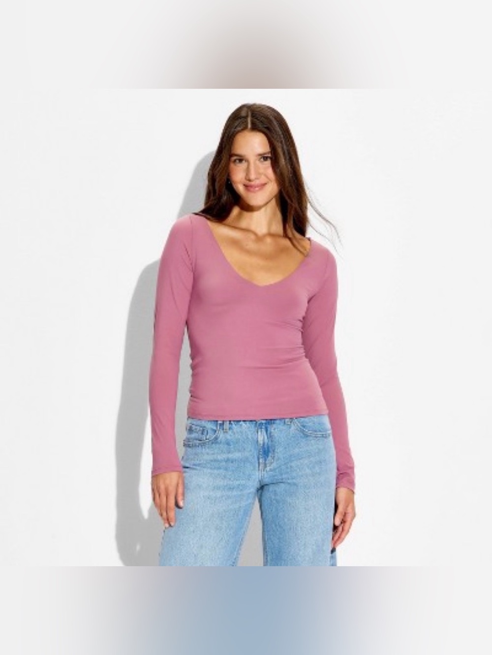 Wild Fable Women’s Long Sleeve Scoop Neck Top Dusty Rose Size Medium